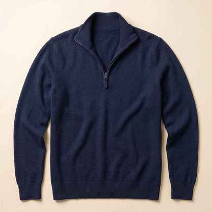 Men's cashmere half-zip sweater, Embrace in Dark Navy - view 6