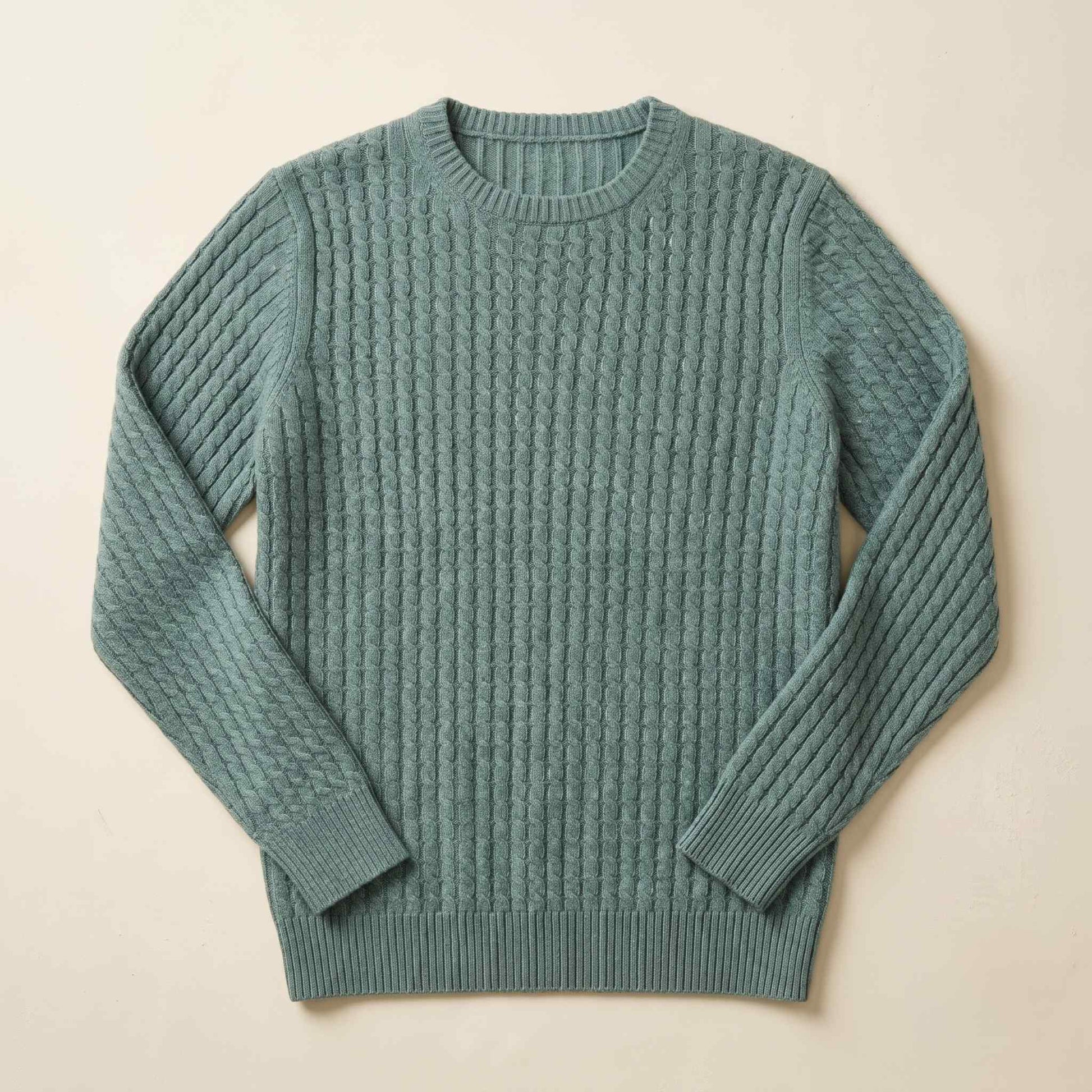 Men's cable-knit cashmere sweater, Atlas in Heathered Jade - view 5