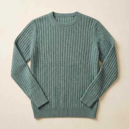 Men's cable-knit cashmere sweater, Atlas in Heathered Jade - view 5