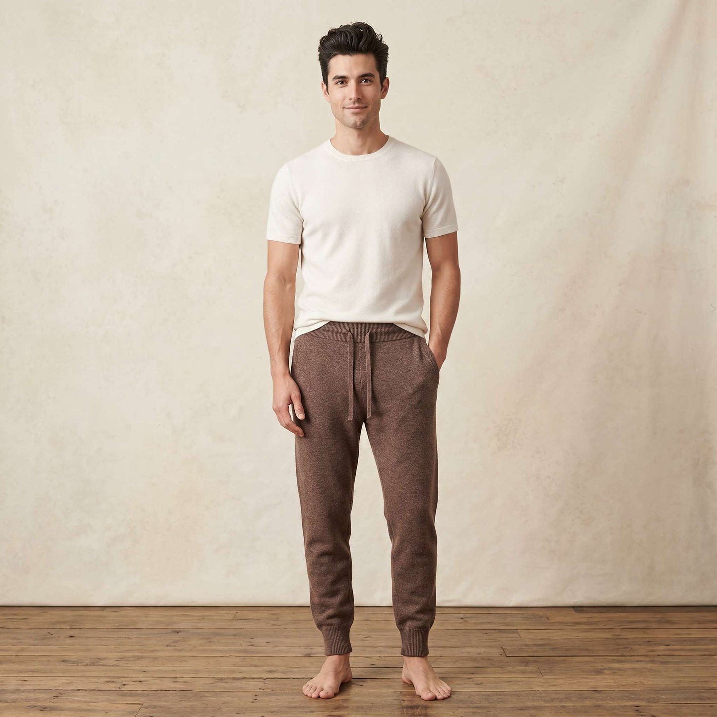 The Zenith Pure Himalayan Cashmere Jogger For Men in Brown — Himalayan cashmere, view 1