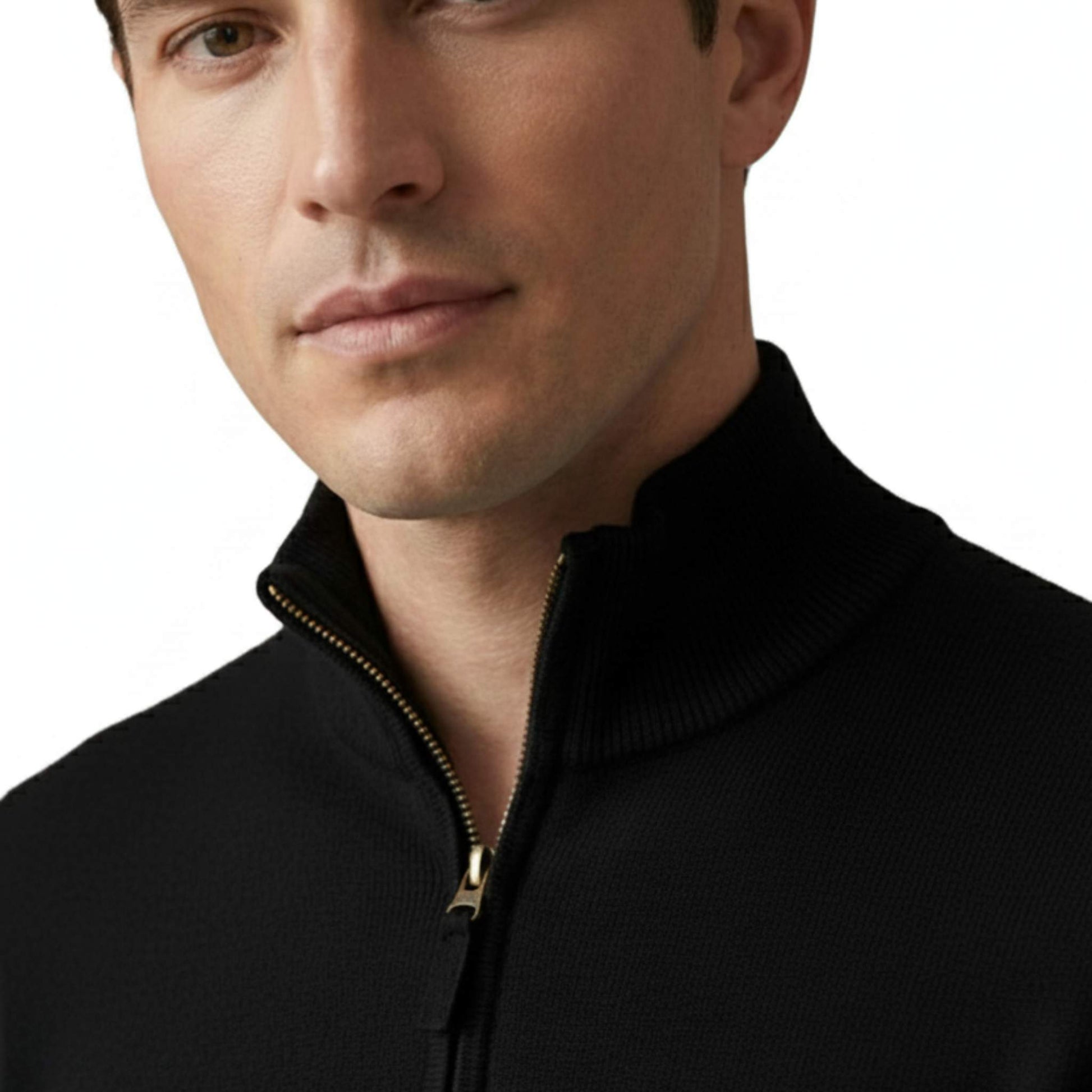 Authentic Onyx Cashmere Half-Zip Men's Embrace Sweater