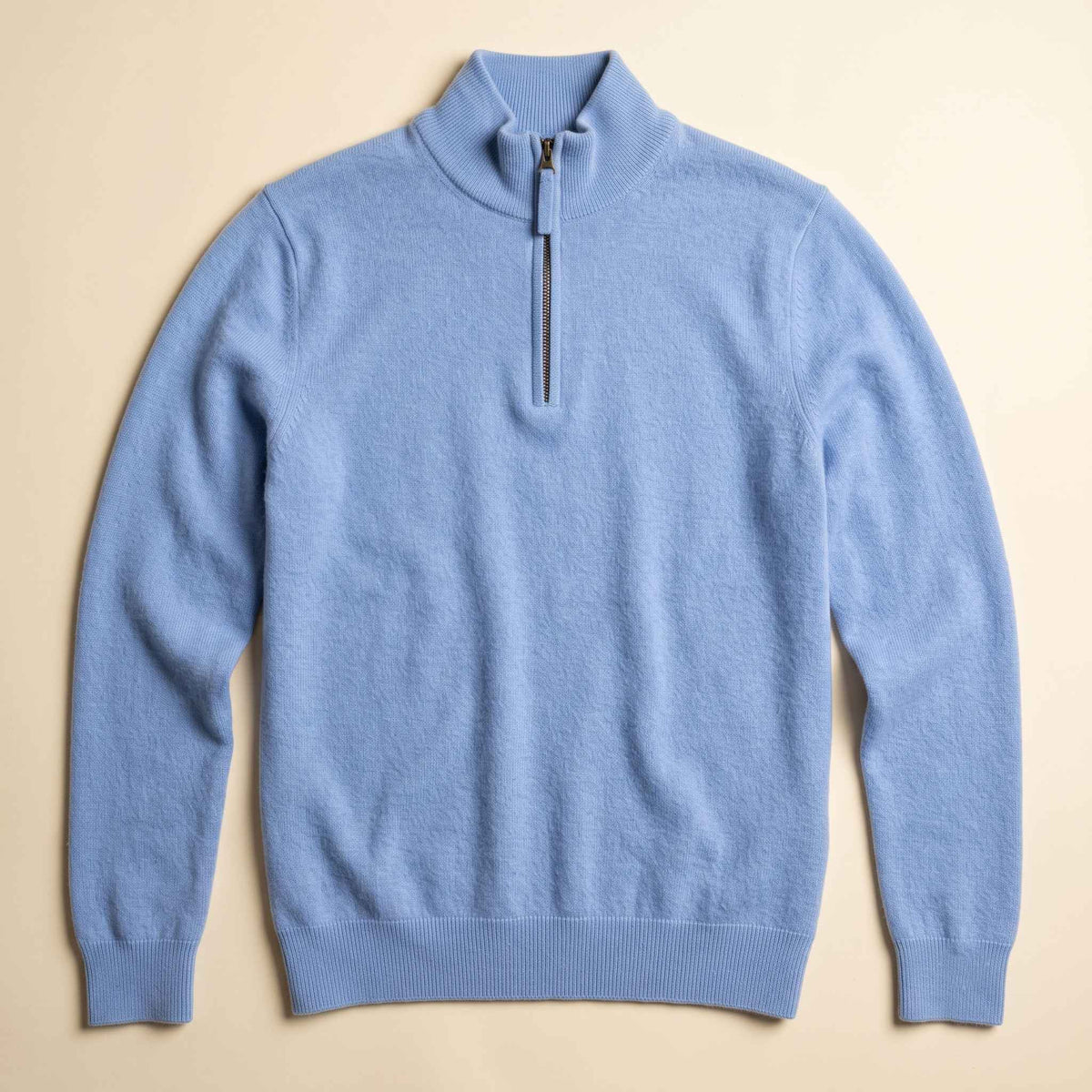 Men's cashmere half-zip sweater, Embrace in Sky blue - view 3