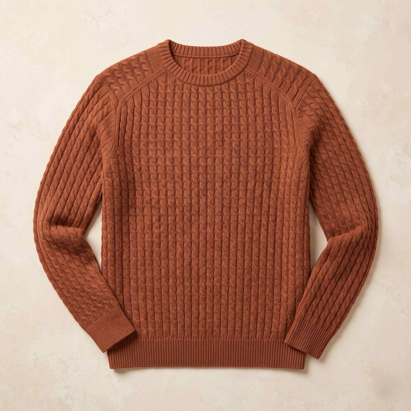 Men's cable-knit cashmere sweater, Atlas in Caramel - view 6