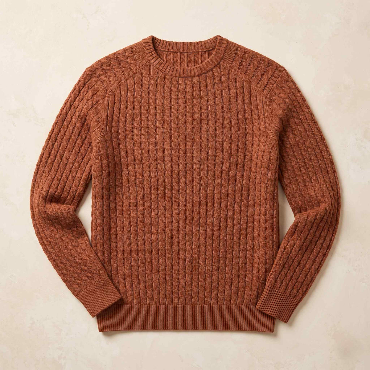 Men's cable-knit cashmere sweater, Atlas in Caramel - view 6