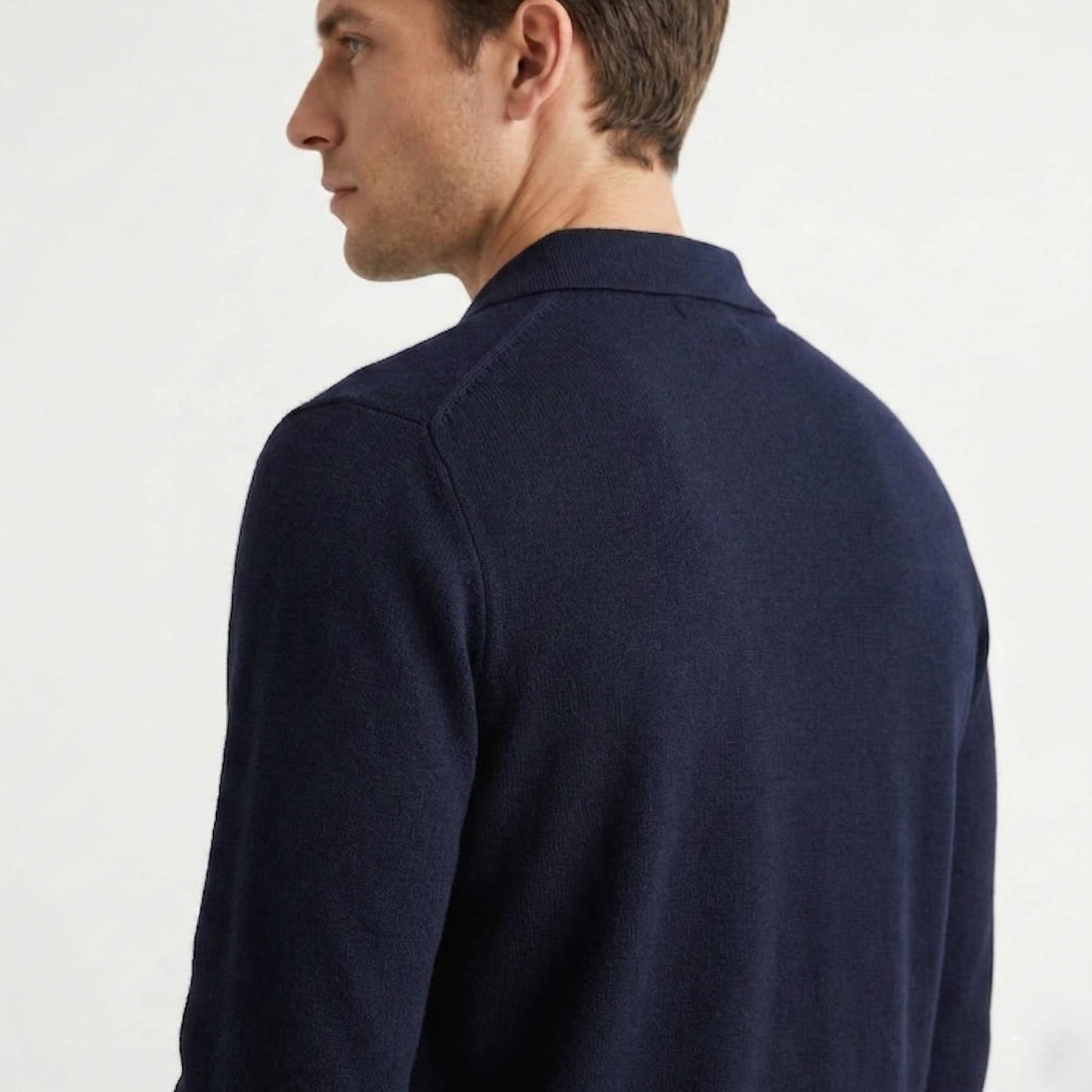 Polo-Pullover aus reinem Kaschmir | Johnny-Kragen für Herren | 250 g Himalaya-Kaschmir | Handgefertigt in Nepal | Lumusae