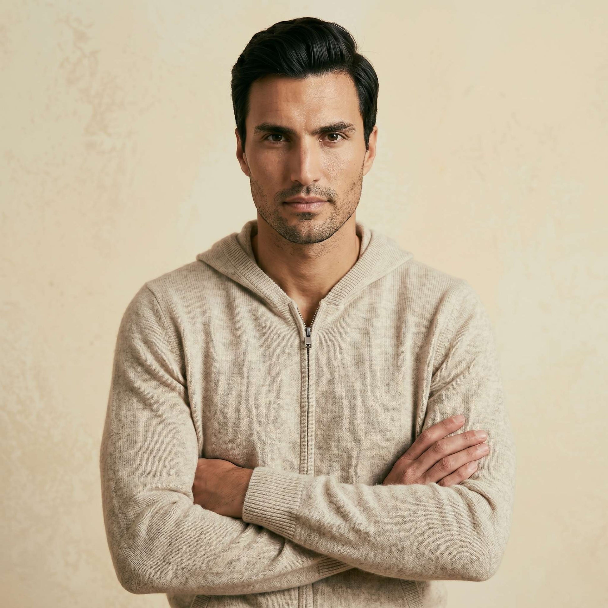 Original Kora Zip Undyed Himalayan Cashmere Hoodie For Men — Himalayan cashmere, view 15