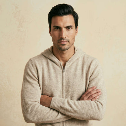 Original Kora Zip Undyed Himalayan Cashmere Hoodie For Men — Himalayan cashmere, view 15