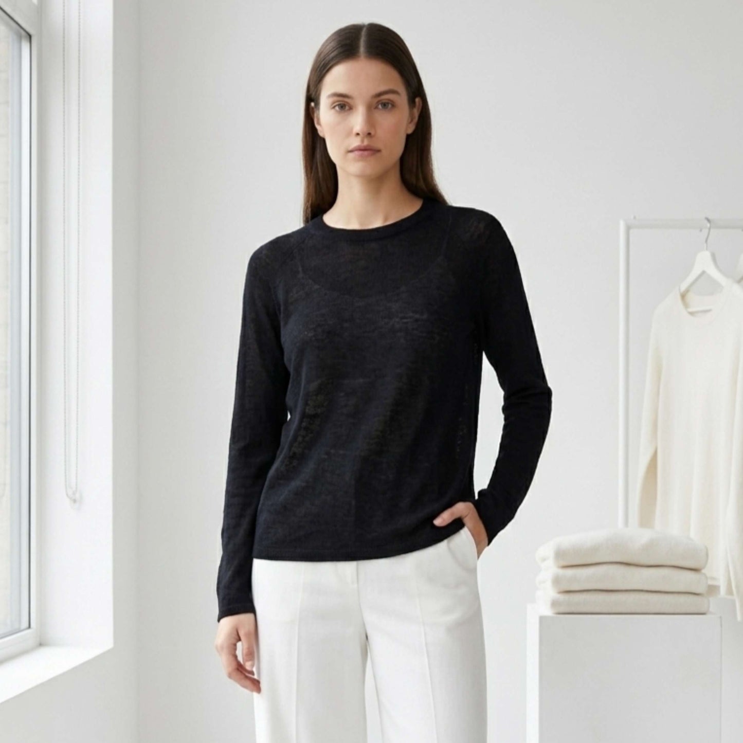 Gossamer Cashmere Ultra-Fine Sheer Sweater For Women