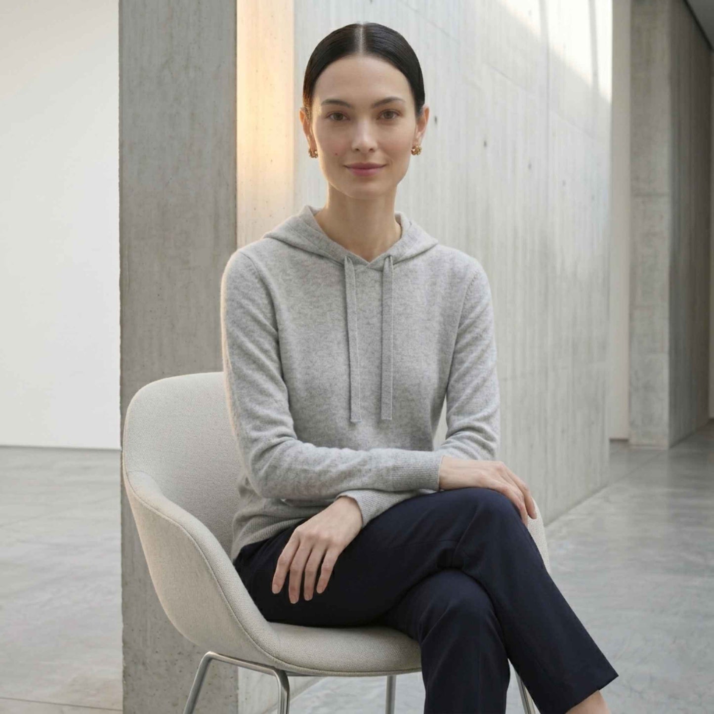 100% Undyed Cashmere Women's Hoodie — Chemical-Free Natural Chyangra Cashmere