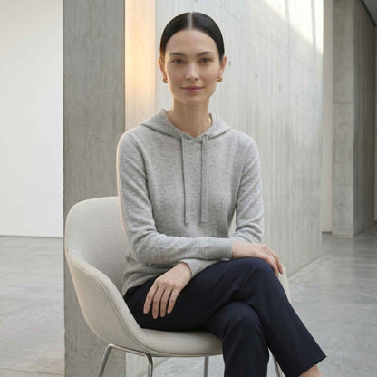 100% Undyed Cashmere Women's Hoodie — Chemical-Free Natural Chyangra Cashmere