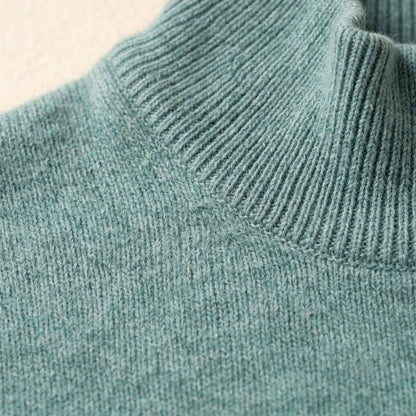 Men's cashmere half-zip sweater, Embrace in Heathered Jade - view 5