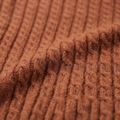 Women's cable-knit cashmere crewneck sweater, Grace in Amber - view 4