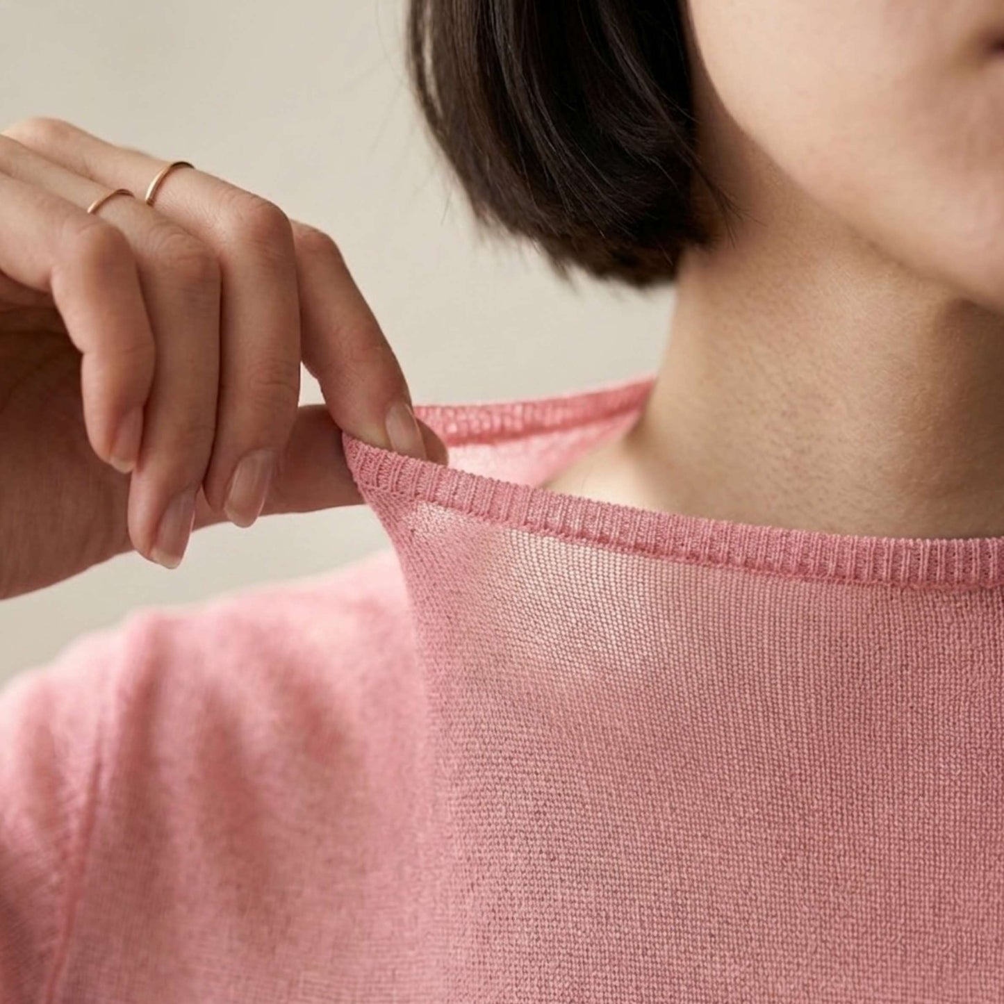Pure Cashmere Gossamer Boatneck Top With 3/4 Sleeve For Women
