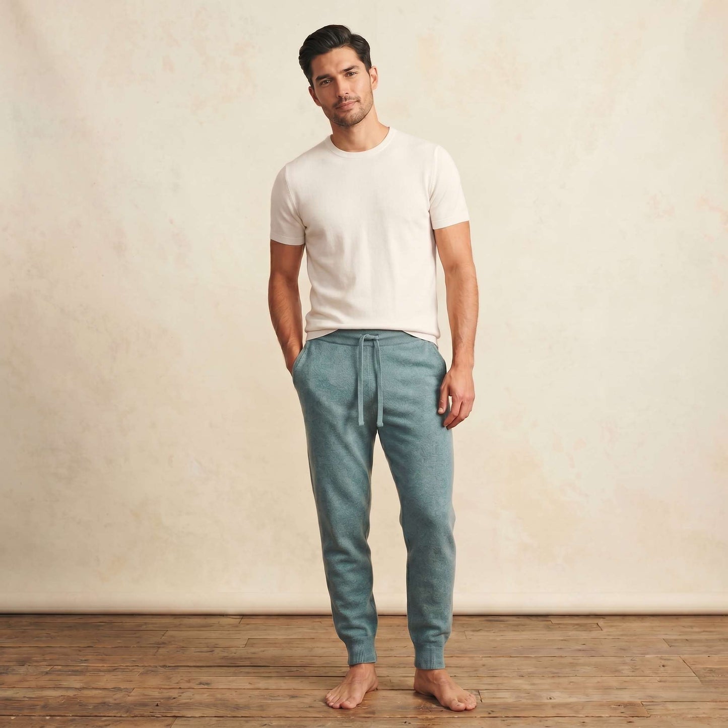 The Zenith Pure Himalayan Cashmere Jogger For Men in Heathered Jade — Himalayan cashmere, view 1