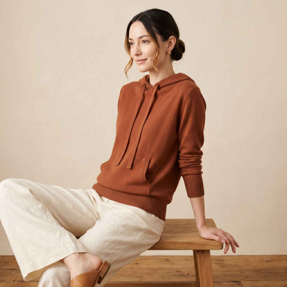 100% Cashmere Women's Pullover Hoodie — 2-Ply 16-Micron Himalayan Cashmere