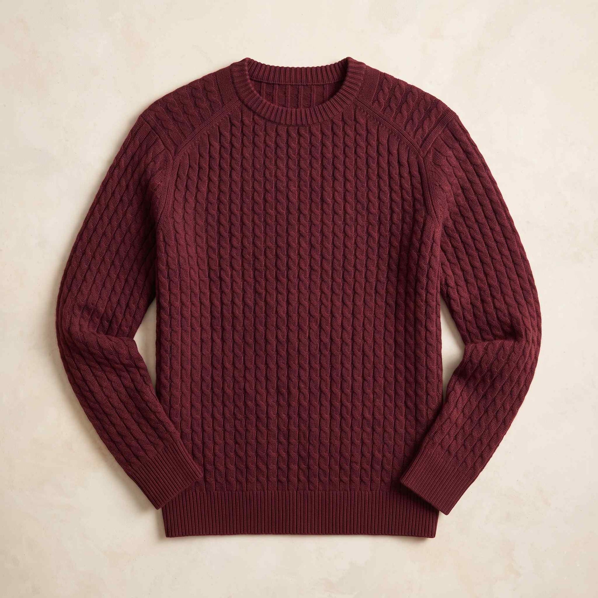Men's cable-knit cashmere sweater, Atlas in Wine Red - view 5