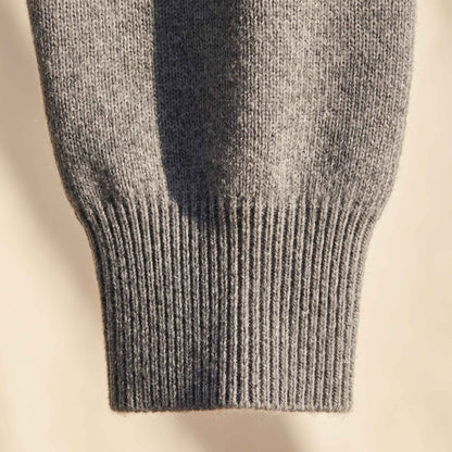 Men's undyed cashmere quarter-zip sweater, Executive in Mid Grey Melange - view 4