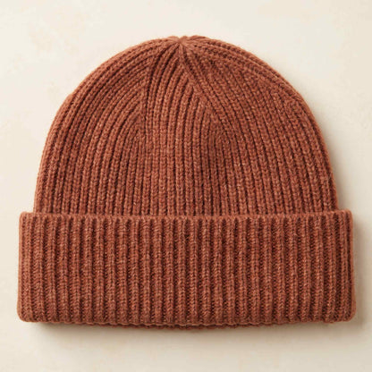 Men's hand-knit ribbed cashmere beanie, Noma in Caramel - view 6
