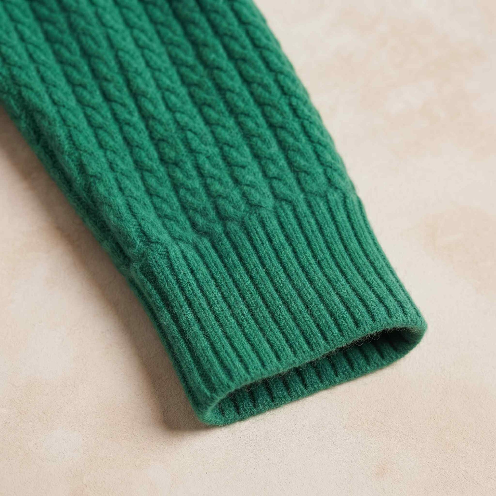 Women's cable-knit cashmere crewneck sweater, Grace in Kelly Green - view 5