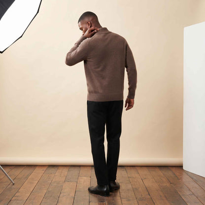 Men's cashmere half-zip sweater, Embrace in Brown - view 6