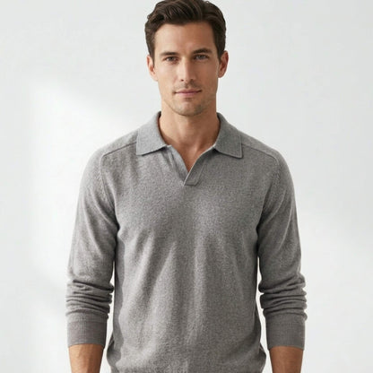 Pure Cashmere Polo Sweater | Men's Johnny Collar | 250g Himalayan Cashmere | Handcrafted in Nepal | Lumusae