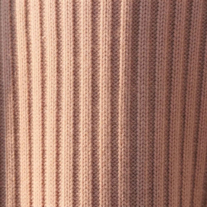 Women's heavyweight ribbed cashmere crewneck sweater in Blush Pink — view 7