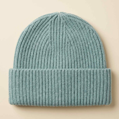 Women's hand-knit cashmere beanie in Heathered Jade - view 7