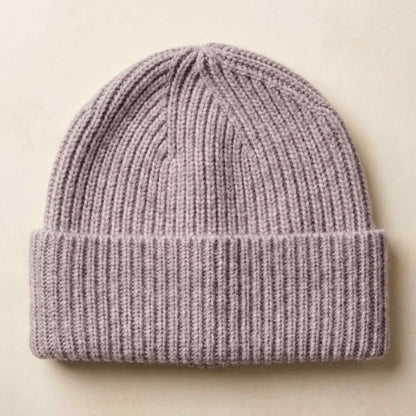 Men's hand-knit ribbed cashmere beanie, Noma in Fog - view 5