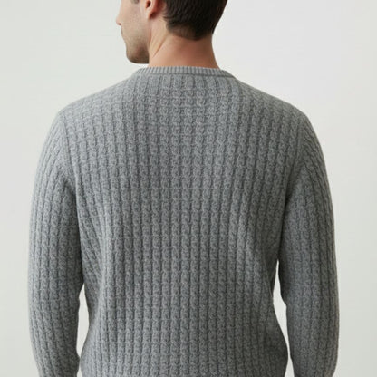 The Atlas Cable Hand-Knitted Pure Himalayan Cashmere Heather Gray Sweater