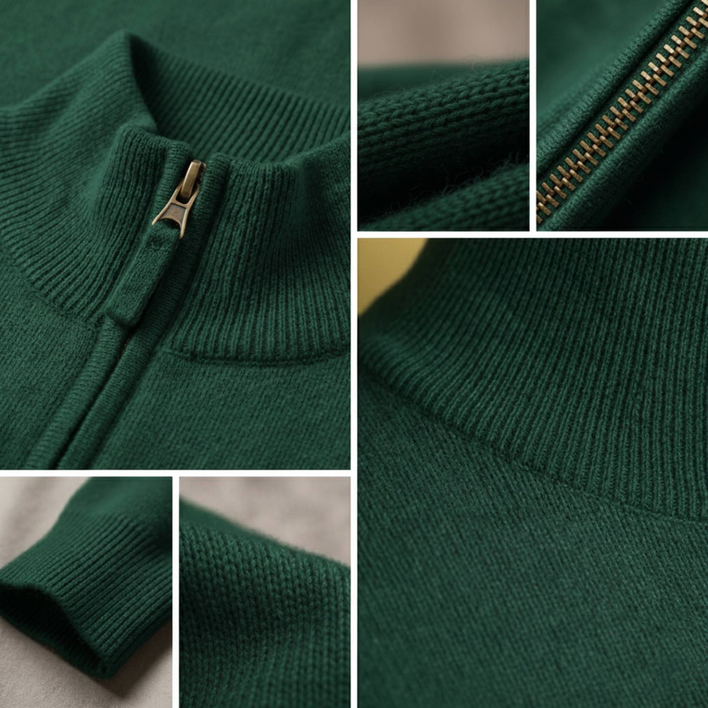 Premium Quality Pine Himalayan Cashmere Half-Zip Men's Embrace Sweater
