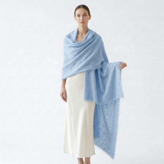 Felted Cashmere Shawl | NPIA Certified 16-Micron Pashmina | Hand-Knitted in Nepal | 28×84in