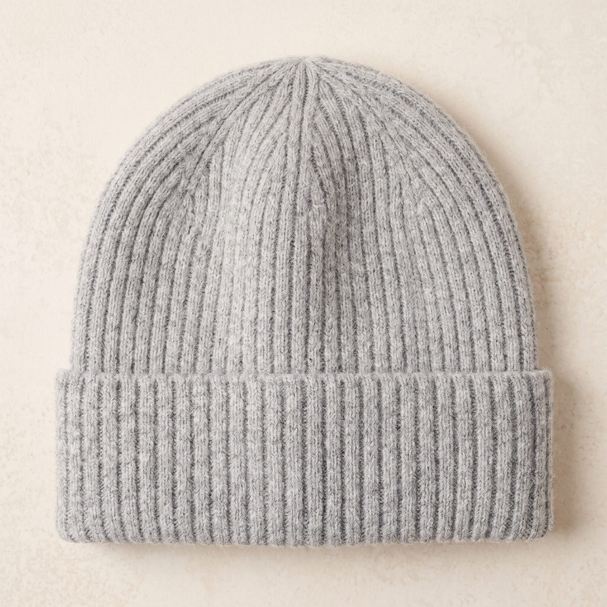 HRLM Men's Undyed Cashmere Beanie - Haven Ribbed Light Grey Melange 2