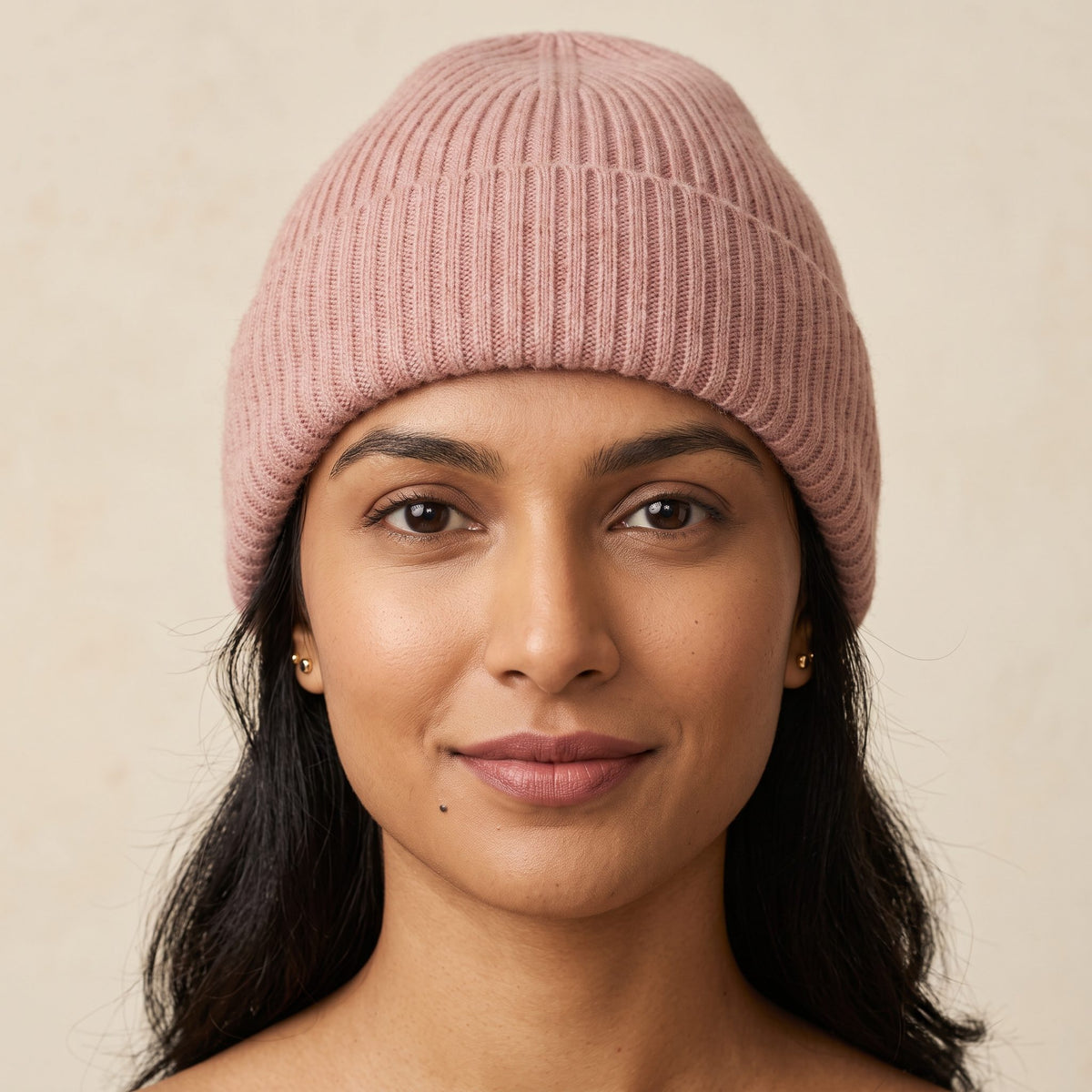 WRBP Women's Cashmere Beanie - Haven Ribbed Blush Pink 3