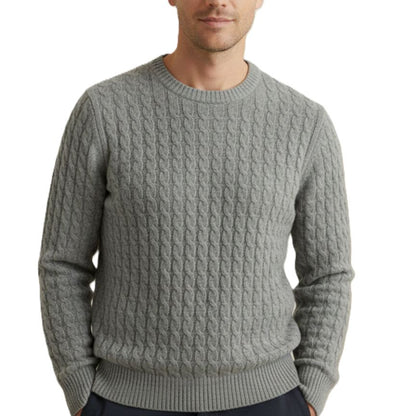 The Atlas Cable Sweater | Hand-Knitted Pure Himalayan Cashmere Heather Gray
