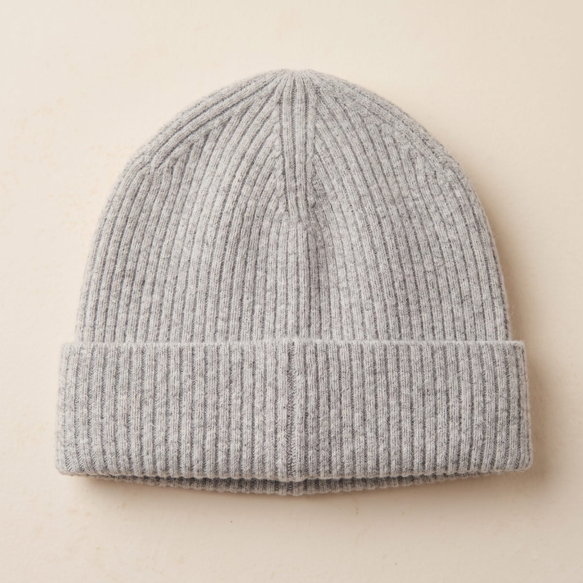 WRLM Women's Undyed Cashmere Beanie - Haven Ribbed Light Grey Melange 1