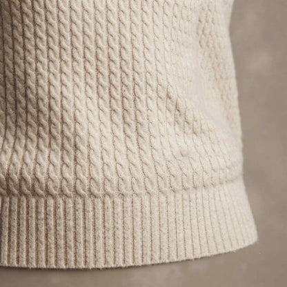 Women's cable-knit cashmere crewneck sweater, Grace in Off white - view 6