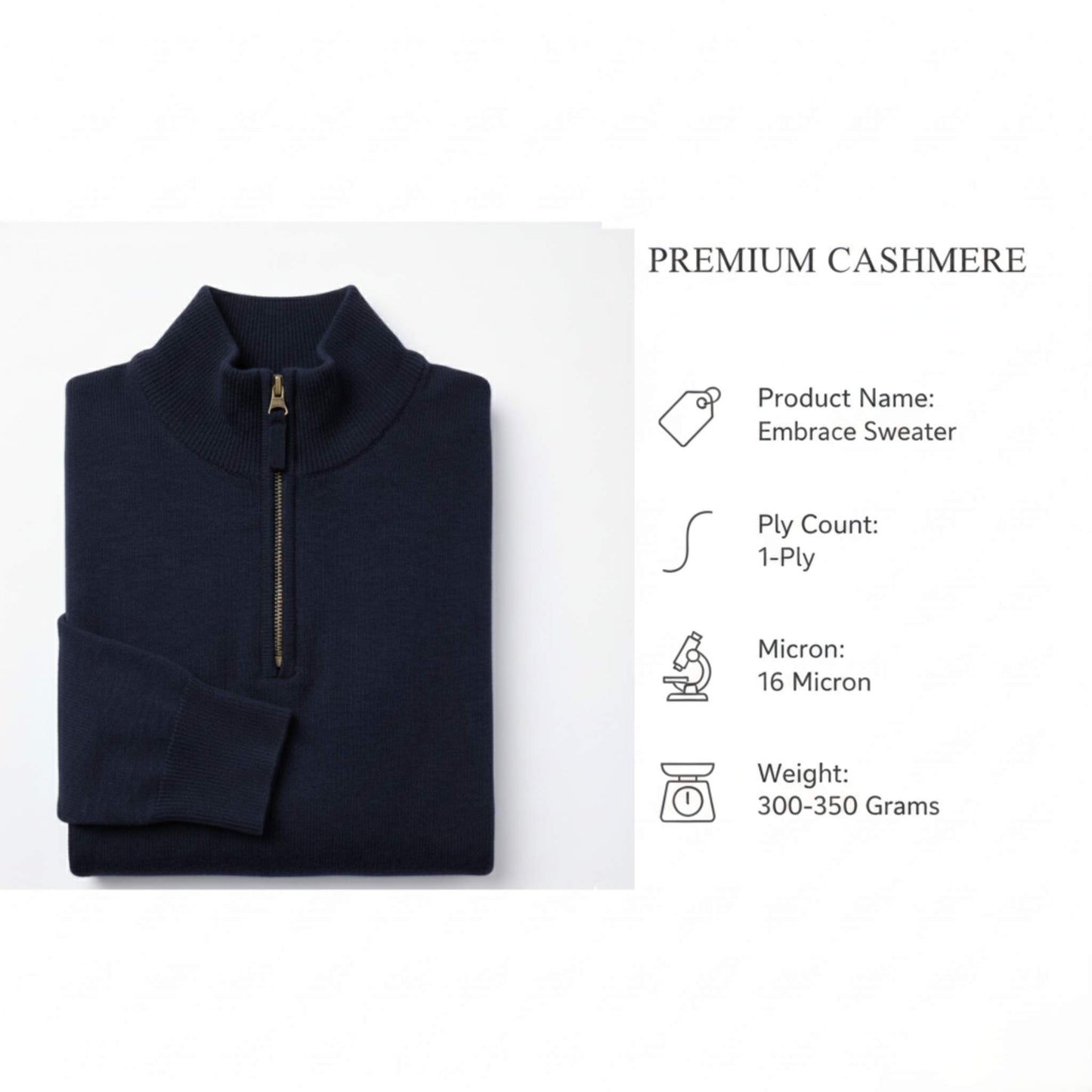 Premium Himalayan Cashmere Half-Zip Men's Embrace Sweater