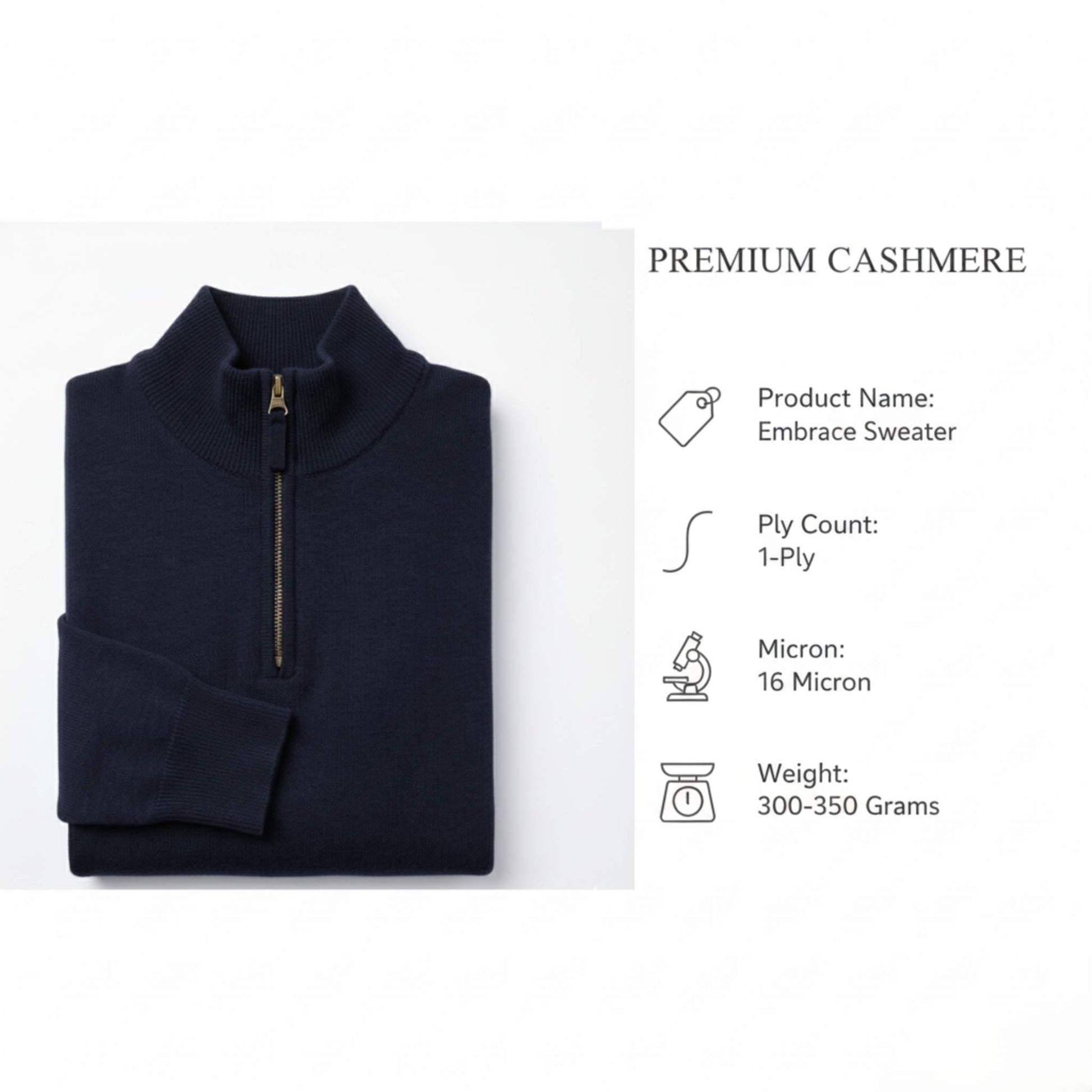 Premium Himalayan Cashmere Half-Zip Men's Embrace Sweater