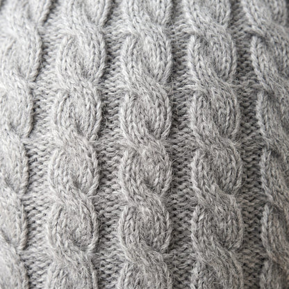 HCLM Men's Undyed Cashmere Beanie - Heritage Cable Knit Light Grey Melange 2