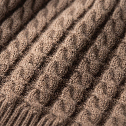 HCBR Men's Cashmere Beanie - Heritage Cable Knit Brown 2