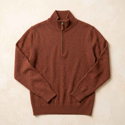 Men's cashmere half-zip sweater, Embrace in Amber - view 6