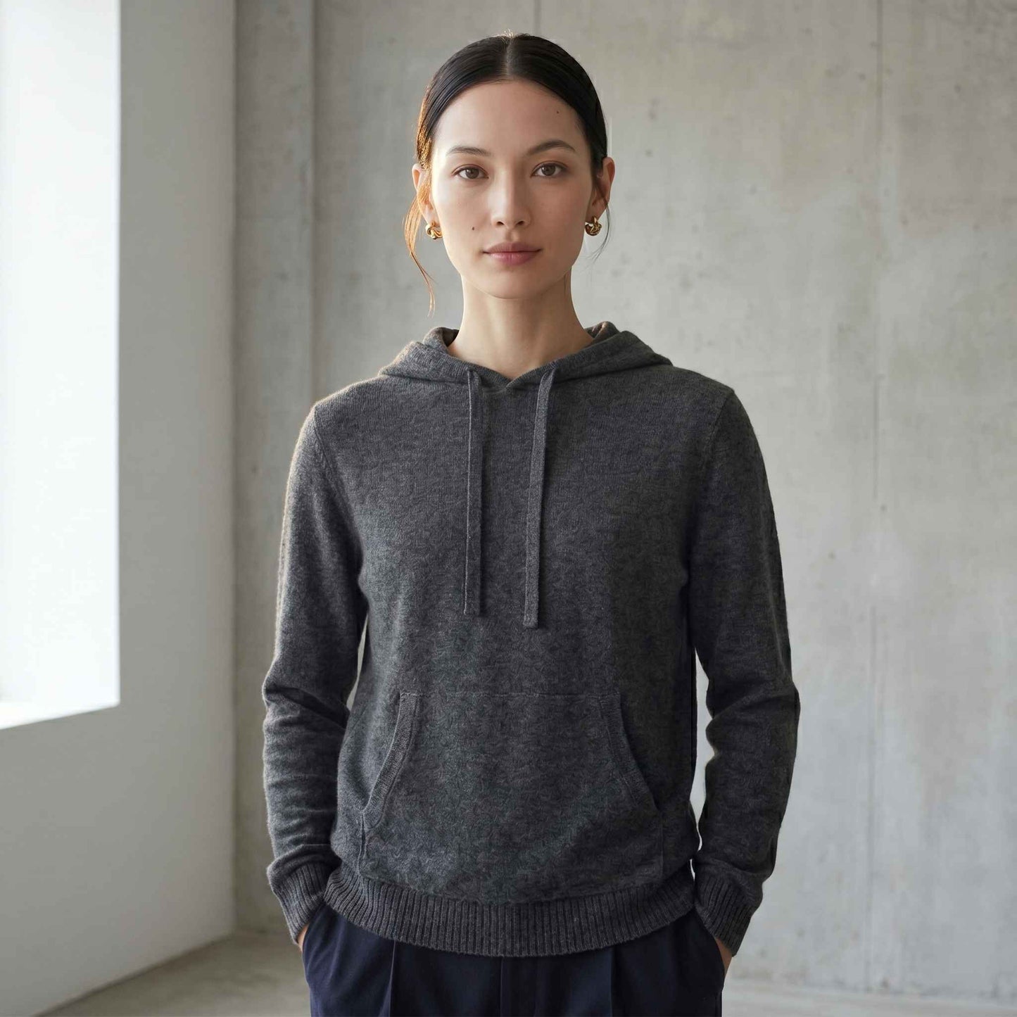 100% Undyed Cashmere Women's Hoodie — Chemical-Free Natural Chyangra Cashmere