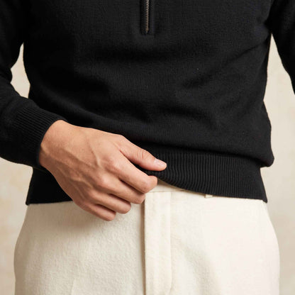 Men's cashmere half-zip sweater, Embrace in Deep Onyx - view 6
