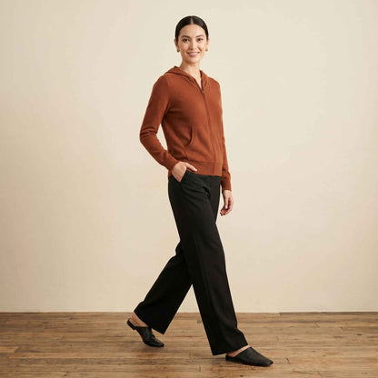 100% Cashmere Women's Zip Hoodie — 12-Gauge 2-Ply 16-Micron Himalayan Cashmere