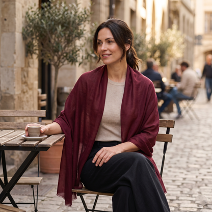 Heritage Red & Mulberry Cashmere Pashmina Shawl