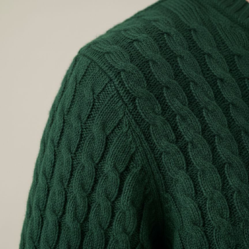 Exclusive Pine Atlas Cable Hand-Knitted Cashmere Sweater