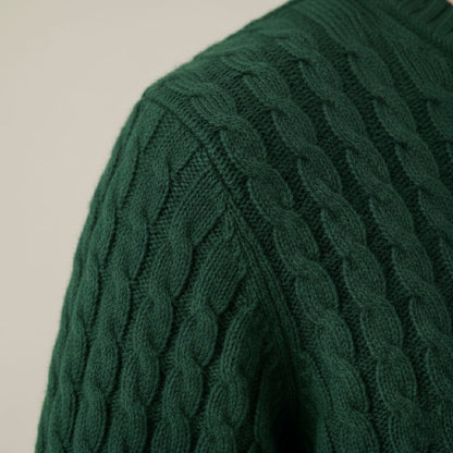 Exclusive Pine Atlas Cable Hand-Knitted Cashmere Sweater