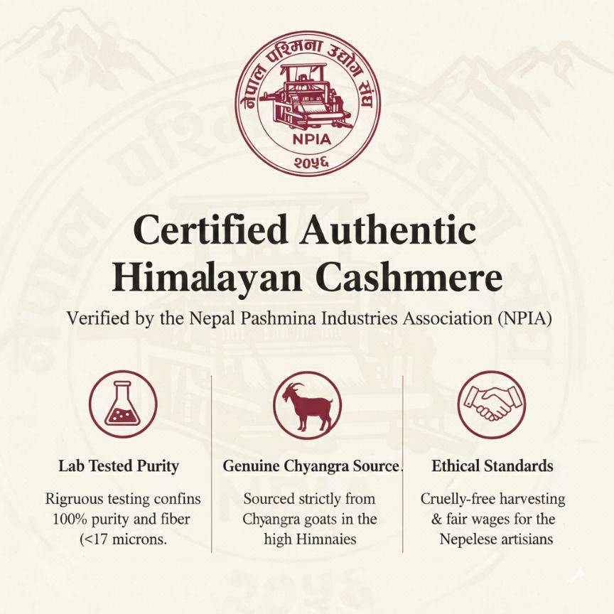 NPIA Certificate of authenticity for Wine Red Original 100% Cashmere Zip Hoodie