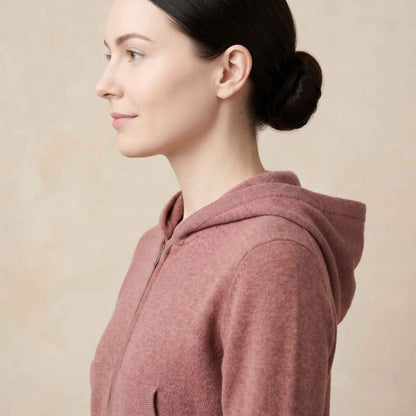 100% Cashmere Women's Zip Hoodie — 12-Gauge 2-Ply 16-Micron Himalayan Cashmere