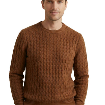The Atlas Cable Sweater | Hand-Knitted Pure Himalayan Cashmere Brown
